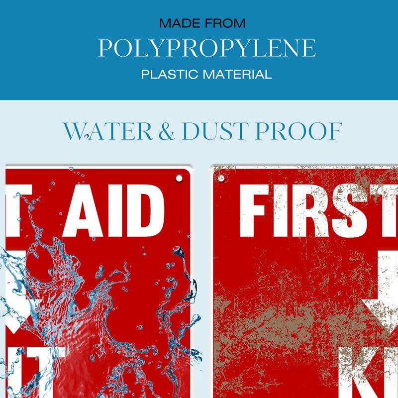 Safety Supply Mart 2 Pack First Aid Safety Sign For Emergency Kit, Clear Visible 7" x 10", Easy To Install, Durable Water Resistant for Indoor and Outdoor Use - Image 4